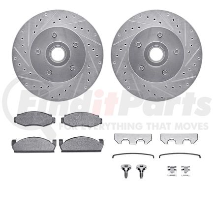 7512-55052 by DYNAMIC FRICTION COMPANY - Rotors-Drilled & Slotted-Silver w/ 5000 Advanced Brake Pads Incl Hdw