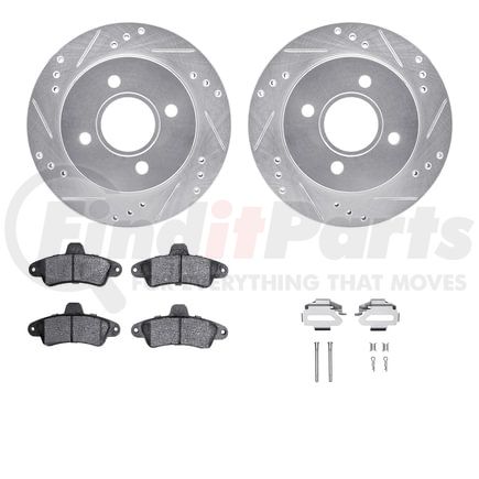 7512-56005 by DYNAMIC FRICTION COMPANY - Rotors-Drilled & Slotted-Silver w/ 5000 Advanced Brake Pads Incl Hdw