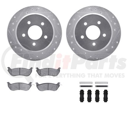 7512-56006 by DYNAMIC FRICTION COMPANY - Rotors-Drilled & Slotted-Silver w/ 5000 Advanced Brake Pads Incl Hdw