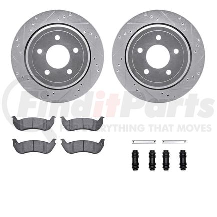 7512-56014 by DYNAMIC FRICTION COMPANY - Rotors-Drilled & Slotted-Silver w/ 5000 Advanced Brake Pads Incl Hdw