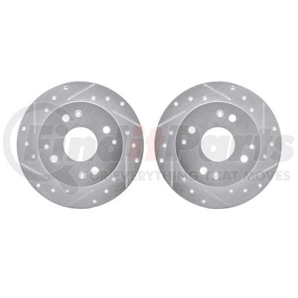 7002-58028 by DYNAMIC FRICTION COMPANY - Brake Rotors - Drilled & Slotted - Silver