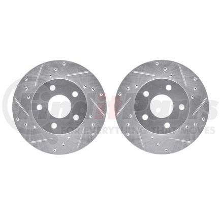 7002-59000 by DYNAMIC FRICTION COMPANY - Brake Rotors - Drilled & Slotted - Silver