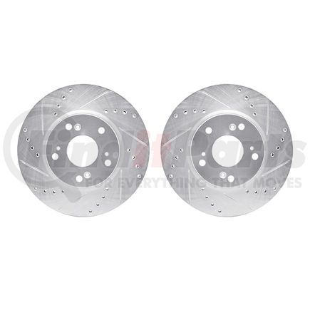 7002-59008 by DYNAMIC FRICTION COMPANY - Brake Rotors - Drilled & Slotted - Silver