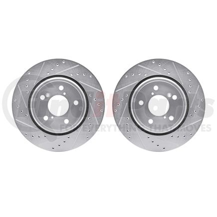 7002-59013 by DYNAMIC FRICTION COMPANY - Brake Rotors - Drilled & Slotted - Silver