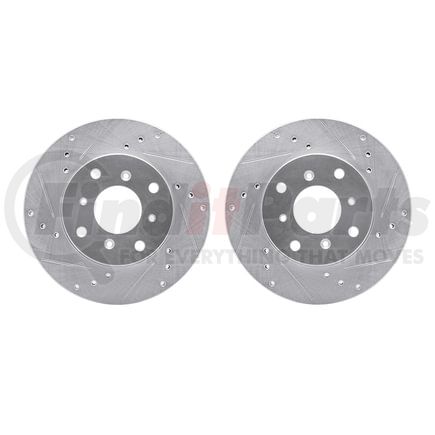 7002-59038 by DYNAMIC FRICTION COMPANY - Brake Rotors - Drilled & Slotted - Silver