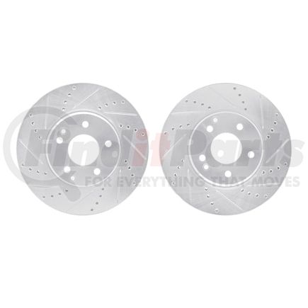 7002-63000 by DYNAMIC FRICTION COMPANY - Brake Rotors - Drilled & Slotted - Silver