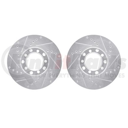 7002-63011 by DYNAMIC FRICTION COMPANY - Brake Rotors - Drilled & Slotted - Silver