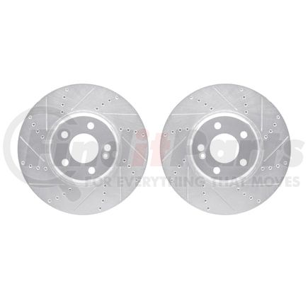 7002-63034 by DYNAMIC FRICTION COMPANY - Brake Rotors - Drilled & Slotted - Silver