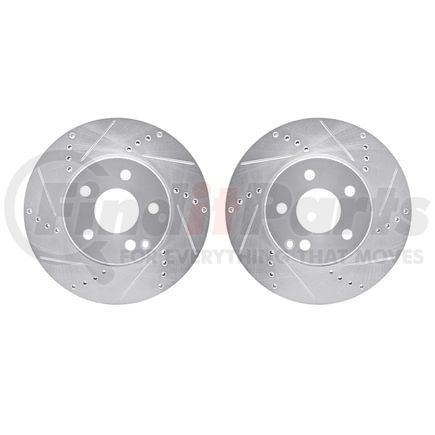 7002-63055 by DYNAMIC FRICTION COMPANY - Brake Rotors - Drilled & Slotted - Silver