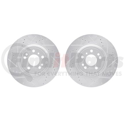 7002-63067 by DYNAMIC FRICTION COMPANY - Brake Rotors - Drilled & Slotted - Silver