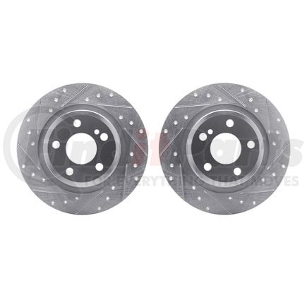 7002-63140 by DYNAMIC FRICTION COMPANY - Brake Rotors - Drilled & Slotted - Silver