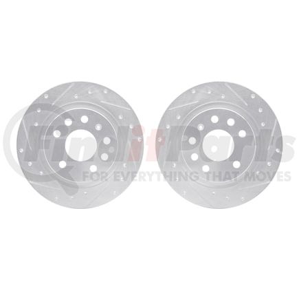 7002-65016 by DYNAMIC FRICTION COMPANY - Brake Rotors - Drilled & Slotted - Silver