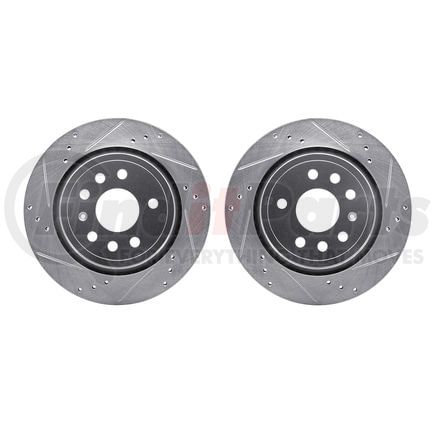 7002-65017 by DYNAMIC FRICTION COMPANY - Brake Rotors - Drilled & Slotted - Silver