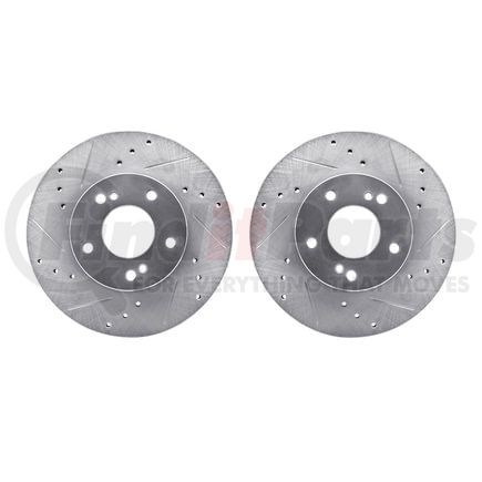 7002-67004 by DYNAMIC FRICTION COMPANY - Brake Rotors - Drilled & Slotted - Silver