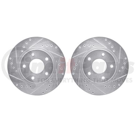 7002-67005 by DYNAMIC FRICTION COMPANY - Brake Rotors - Drilled & Slotted - Silver