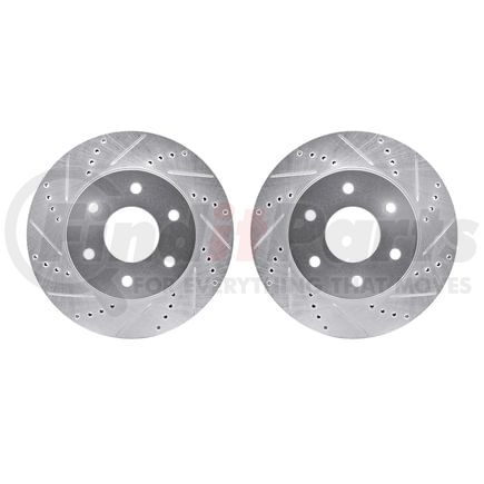 7002-67011 by DYNAMIC FRICTION COMPANY - Brake Rotors - Drilled & Slotted - Silver