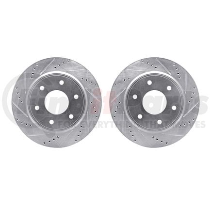 7002-67013 by DYNAMIC FRICTION COMPANY - Brake Rotors - Drilled & Slotted - Silver