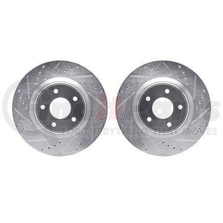 7002-67007 by DYNAMIC FRICTION COMPANY - Brake Rotors - Drilled & Slotted - Silver