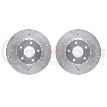 7002-67008 by DYNAMIC FRICTION COMPANY - Brake Rotors - Drilled & Slotted - Silver