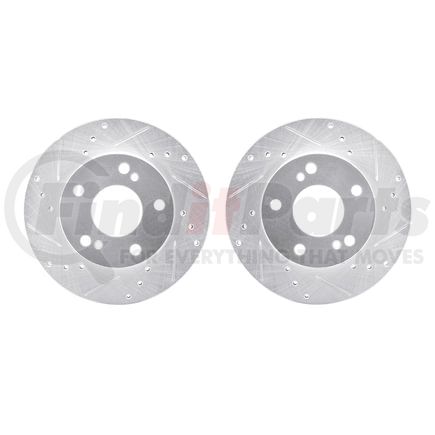 7002-67025 by DYNAMIC FRICTION COMPANY - Brake Rotors - Drilled & Slotted - Silver