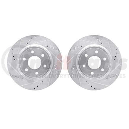 7002-67049 by DYNAMIC FRICTION COMPANY - Brake Rotors - Drilled & Slotted - Silver