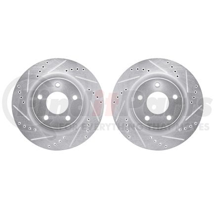 7002-67045 by DYNAMIC FRICTION COMPANY - Brake Rotors - Drilled & Slotted - Silver