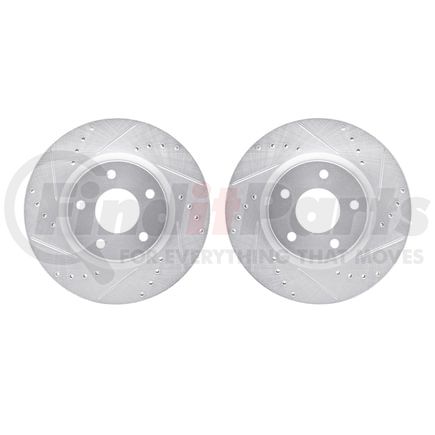 7002-67046 by DYNAMIC FRICTION COMPANY - Brake Rotors - Drilled & Slotted - Silver