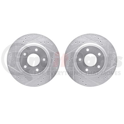 7002-67055 by DYNAMIC FRICTION COMPANY - Brake Rotors - Drilled & Slotted - Silver