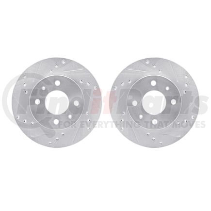 7002-67061 by DYNAMIC FRICTION COMPANY - Brake Rotors - Drilled & Slotted - Silver