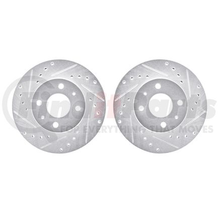 7002-67063 by DYNAMIC FRICTION COMPANY - Brake Rotors - Drilled & Slotted - Silver