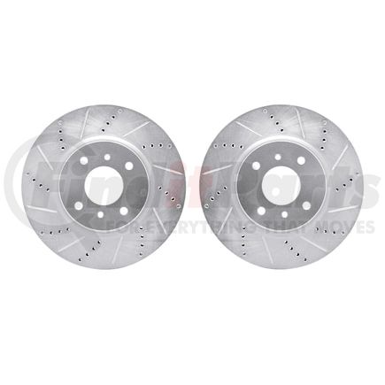 7002-67070 by DYNAMIC FRICTION COMPANY - Brake Rotors - Drilled & Slotted - Silver