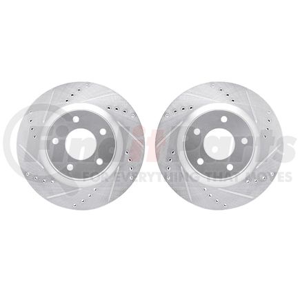 7002-67067 by DYNAMIC FRICTION COMPANY - Brake Rotors - Drilled & Slotted - Silver