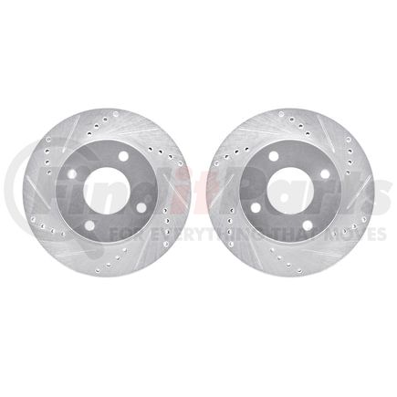 7002-67075 by DYNAMIC FRICTION COMPANY - Brake Rotors - Drilled & Slotted - Silver