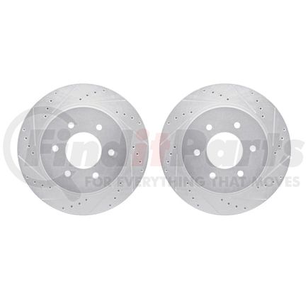 7002-67076 by DYNAMIC FRICTION COMPANY - Brake Rotors - Drilled & Slotted - Silver