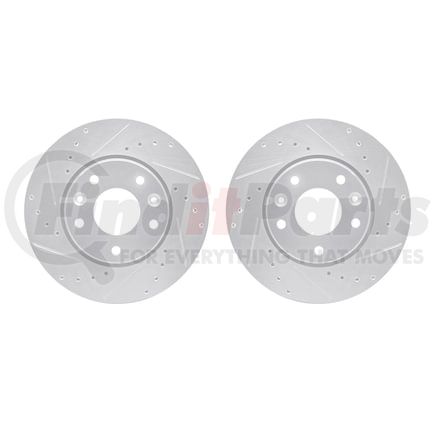 7002-67072 by DYNAMIC FRICTION COMPANY - Brake Rotors - Drilled & Slotted - Silver
