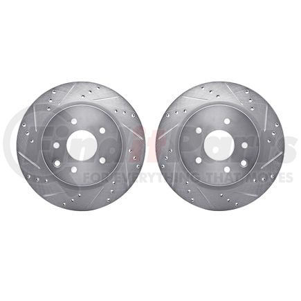 7002-67078 by DYNAMIC FRICTION COMPANY - Brake Rotors - Drilled & Slotted - Silver