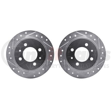 7002-67087 by DYNAMIC FRICTION COMPANY - Brake Rotors - Drilled & Slotted - Silver