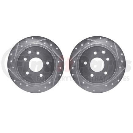 7002-67093 by DYNAMIC FRICTION COMPANY - Brake Rotors - Drilled & Slotted - Silver