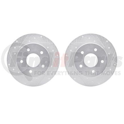 7002-67094 by DYNAMIC FRICTION COMPANY - Brake Rotors - Drilled & Slotted - Silver