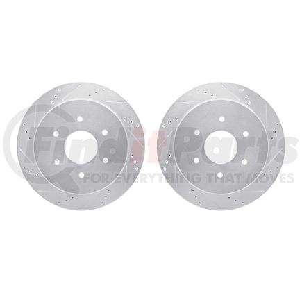 7002-67107 by DYNAMIC FRICTION COMPANY - Brake Rotors - Drilled & Slotted - Silver