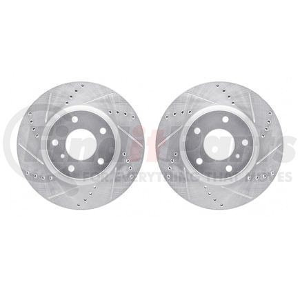 7002-68002 by DYNAMIC FRICTION COMPANY - Brake Rotors - Drilled & Slotted - Silver