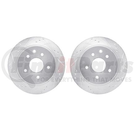 7002-68016 by DYNAMIC FRICTION COMPANY - Brake Rotors - Drilled & Slotted - Silver