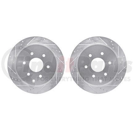 7002-68019 by DYNAMIC FRICTION COMPANY - Brake Rotors - Drilled & Slotted - Silver