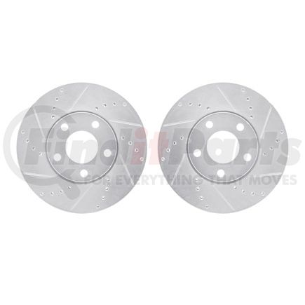 7002-73001 by DYNAMIC FRICTION COMPANY - Brake Rotors - Drilled & Slotted - Silver