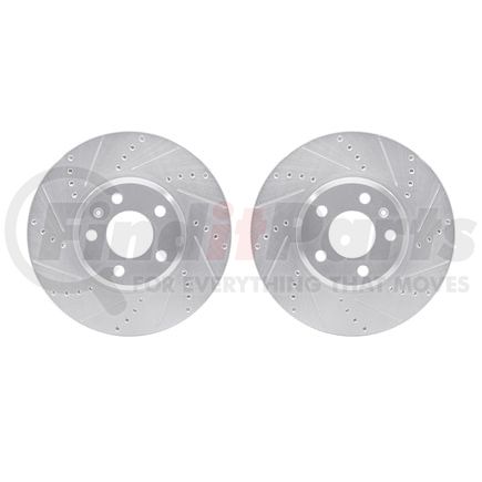 7002-73013 by DYNAMIC FRICTION COMPANY - Brake Rotors - Drilled & Slotted - Silver
