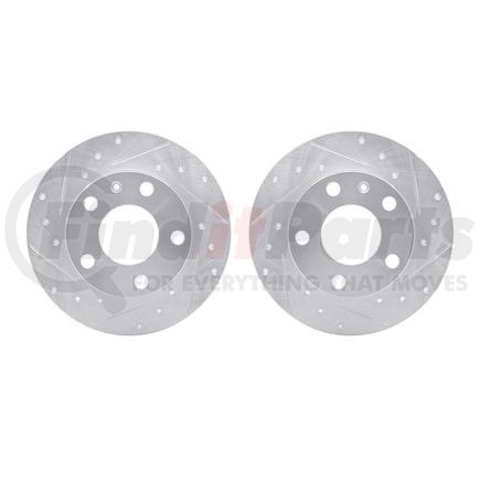 7002-73049 by DYNAMIC FRICTION COMPANY - Brake Rotors - Drilled & Slotted - Silver