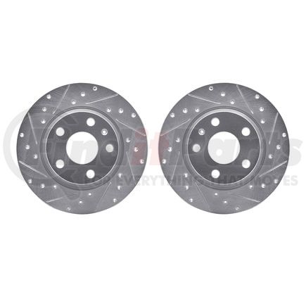 7002-73069 by DYNAMIC FRICTION COMPANY - Brake Rotors - Drilled & Slotted - Silver