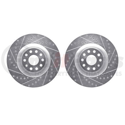 7002-74009 by DYNAMIC FRICTION COMPANY - Brake Rotors - Drilled & Slotted - Silver