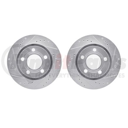 7002-74045 by DYNAMIC FRICTION COMPANY - Brake Rotors - Drilled & Slotted - Silver