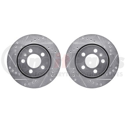 7002-74047 by DYNAMIC FRICTION COMPANY - Brake Rotors - Drilled & Slotted - Silver